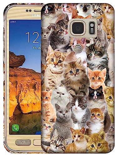 SM Cases Compatible with Samsung Galaxy S7 Active Case - Cat Kittens Collage 3D Printed Design Phone Back Hard Plastic Cover.