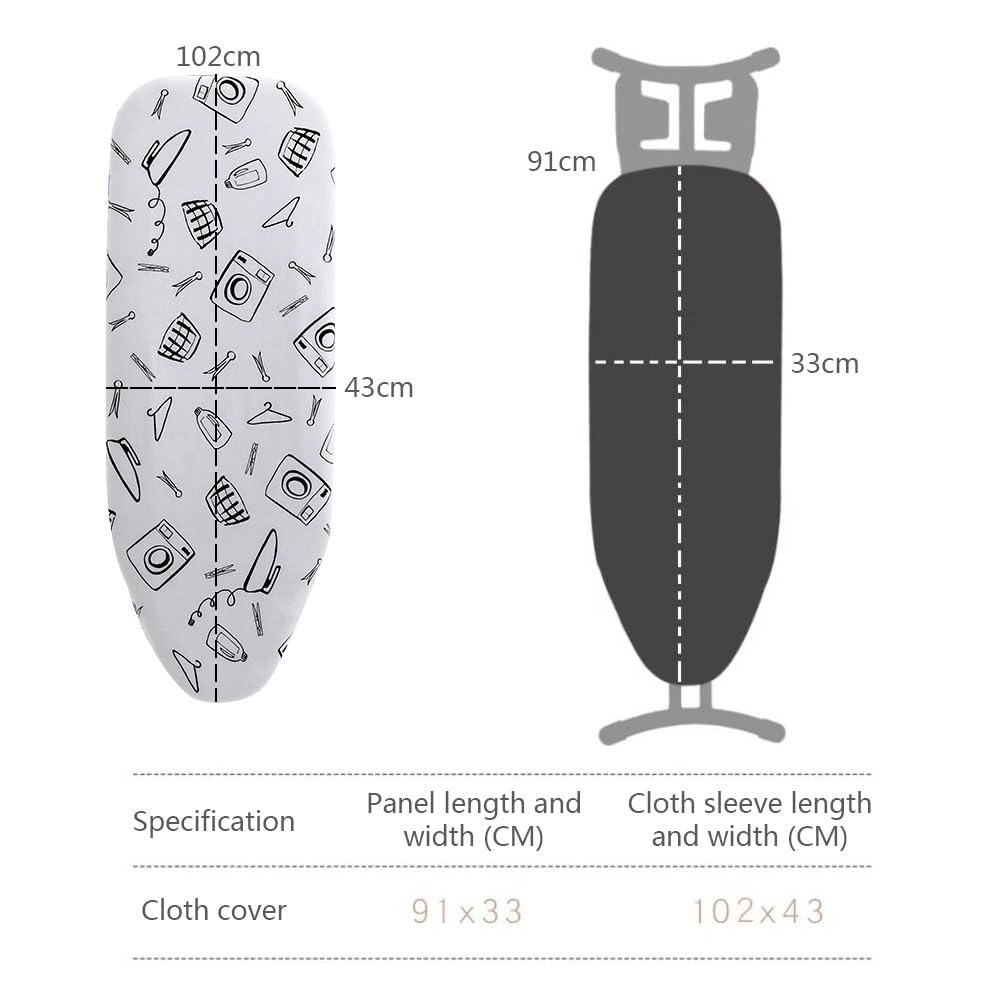 Funda para Tabla de Planchar Acolchada de Alta Res Funda y Almohadilla for Tabla de Planchar 100% algodón, 102 x 43 cm o 40 17 Pulgadas(C)