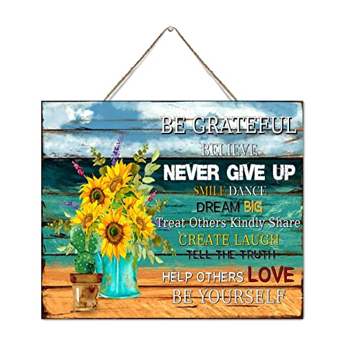 Plaque murale en bois durable gravée Be Grateful pour décoration sobre - 3