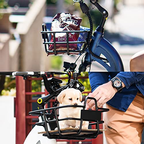 Addmotor Electric Bike Metal Front Basket Small For Motan M-140 Searies/M-150 P7&R7 New Models/M-330/M-50/M-430/M-550, Not Fit For M-66/M-60 R7/E-43/E-53/M-81/ Other Brand Bike (Black) #TOP3