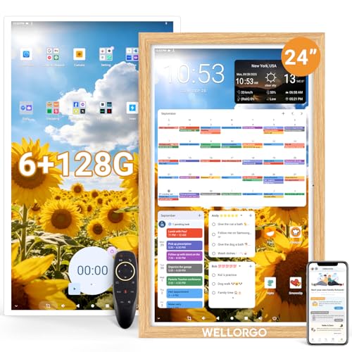 WELLORGO Smart Digital Calendar, 24” Electronic Planner with FHD Touch Screen & Remote Control,...