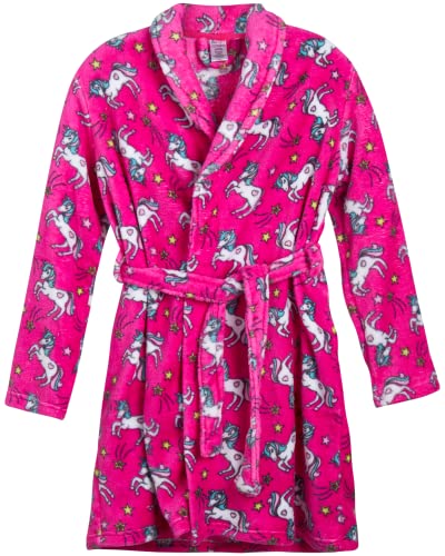 Sleep & Co Girls’ Bathrobe Set – Fleece Robe With Slippers Pajama Set (Size: 5-16), Size 10/12, Raspberry Sorbet Unicorn #TOP3