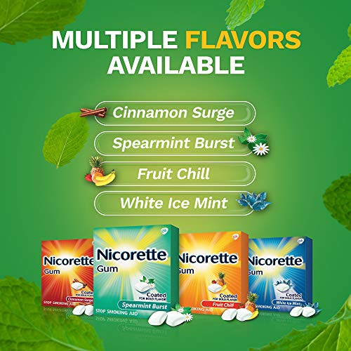 Nicorette Nicotine Gum Spearmint Flavor Coated 4 mg Stop Smoking Aid, 160 Count (Pack of 2)