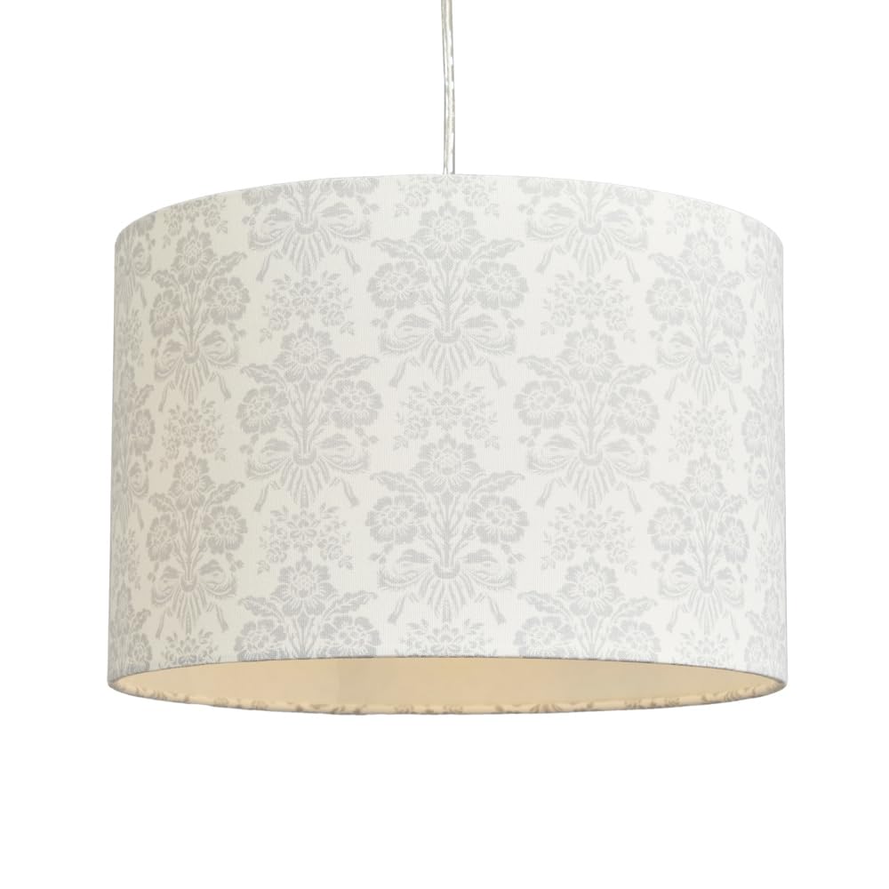 Litecraft Light Shade 30 cm Damask Print Easy Fit Ceiling Lampshade - Grey