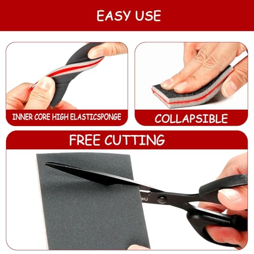 24 Stück Schleifschwämme,180-3000 Körnung Handschleifblöcke, Flexibler Schleifschwamm Holz, Professional Schleifpads für Metall, Holz, Farbe, Spachtelmasse, Autokarosseriereparatur