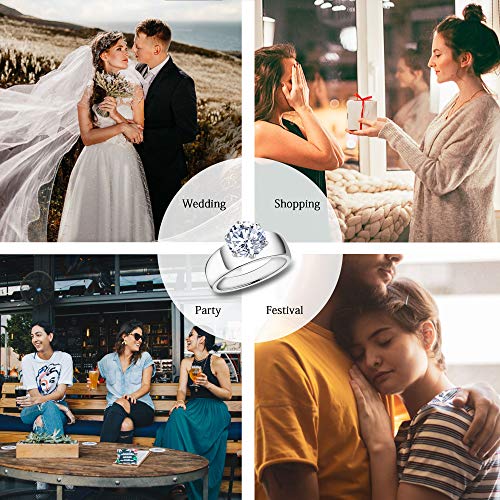 Stainless Steel 4 Carat Round Cubic Zirconia CZ Engagement Women Wedding Solitaire Promise Bands Ring4