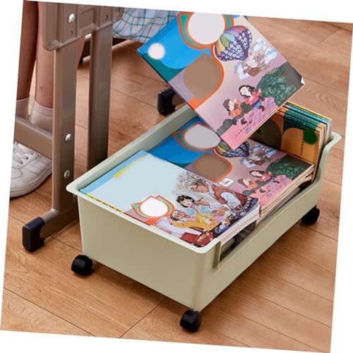 Organizador de libros verde claro COLLBATH, mueble de plástico con ruedas 8