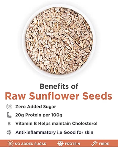 Image of NutriOrganics Raw Sunflower Seeds For Eating,High In Protein And Fiber&Gluten Free,500Gm (Pack of 3)
