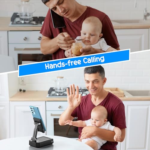 TechGlow Foldable Cellphone Stand with Bluetooth Speaker Charging Function 360° Rotatable Phone Stand Birthday Gifts for Men Women Mother Father Cool Tech Gadgets