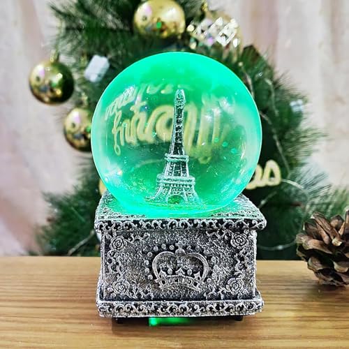 Globos de nieve con música de París y luces coloridas de cristal 2
