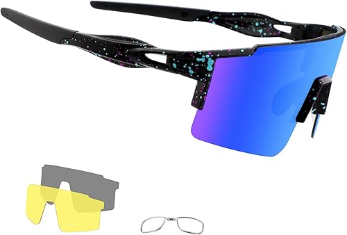 Lentes de sol polarizadas de ciclismo OULAIQI para hombres y mujeres, con 3 lentes intercambiables, gafas para béisbol