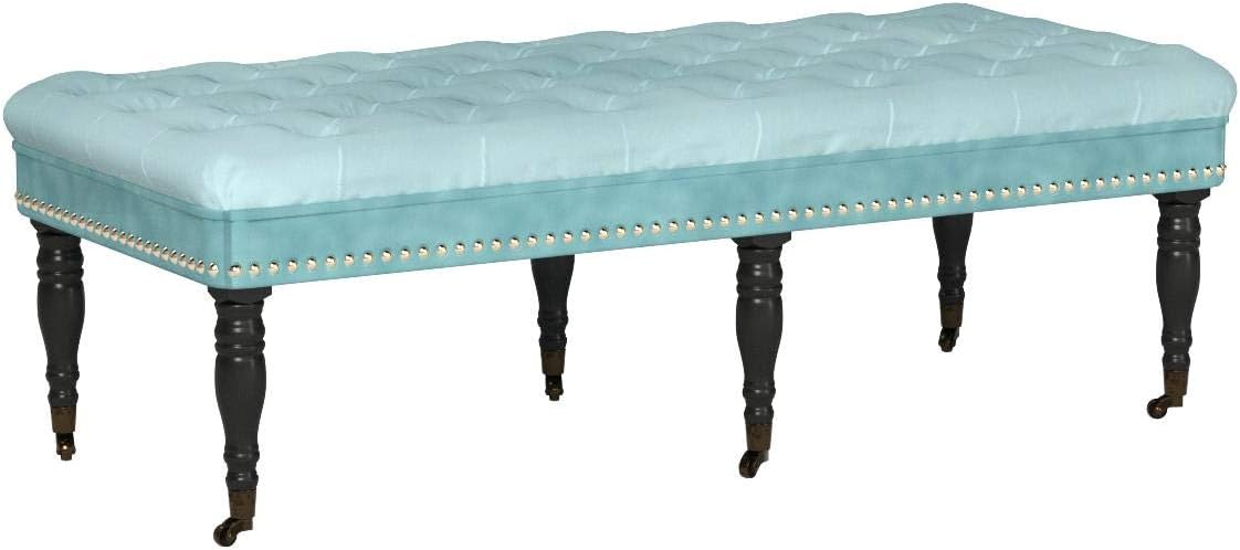 Christopher Knight Home Clementine Velvet Bench with Casters, Light Blue