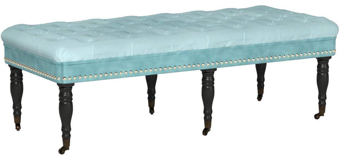 Christopher Knight Home Clementine Velvet Bench with Casters, Light Blue