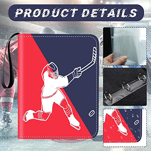 4 Pocket Hockey Cards Binder,Premium Zippered Trading Card Binder,400 Double Sided Pocket PU Collection Binder,Water Resistant, 3 Ring Collector Album,Card Folder for Hockey Sport Cards Display - Image 4