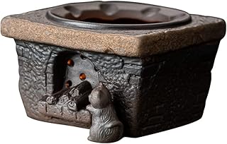 KKEKOS Ceramic Clay Teapot Warmer with Candle Holder Stand Vintage Japenese Chinese Style Tea Heater Tea Stove Warmer (kitten)