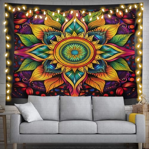 Tapisserie murale rétro chambre déco mandala 61x106