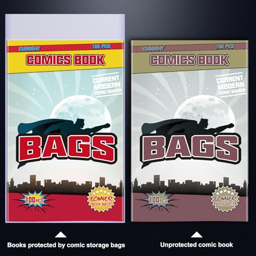 Image of KKU 200 Count Current Comic Book Bags, Clear Comic Bags 7.2 X 10.5 inch, Acid-Free Comic Book Sleeves for Comic Book Storage