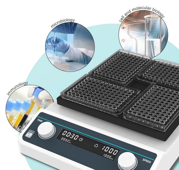 Microplate Shaker Mixer Lab Micro Plate Oscillator with Brushless Motor RPM Range 500 to 1200rpm RPM Increment 10rpm Handling Range Tissue Culture Plate*4