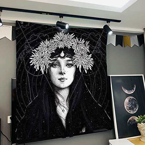 Colgante de Tela Serie de ilustración Negro Tapiz de Tela Tapiz decoración de la mesita de Noche Dormitorio de Alquiler de Tela renovación de la casa