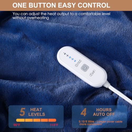 Dowin Faux Fur Electric Throw Blanket, Reversible Heated Blanket Throw,Blue - image 3