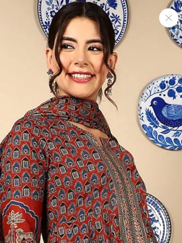 Image of ANNI Designer Women's Rayon Viscose A-Line Printed Kurta with Pant and Dupatta