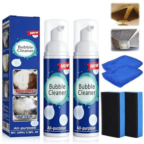 2Pack Bubble Cleaner Foam All Purpose Bubble Cleaner Kitchen Deep Cleaning Spray Foaming Heavy Oil Stain Cleaner All-purpose Rinse-free Cleaning Spray Stubborn Grease & Grime Remover Bubble Spray