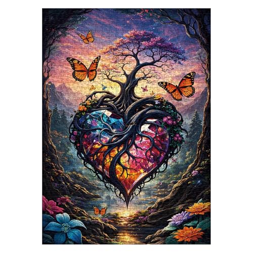 Larkipuzz Rompecabezas Heart Tree para Adultos de 1000 Piezas, Puzzle de Paisaje Árbol de la Vida Desafiante miniatura 1