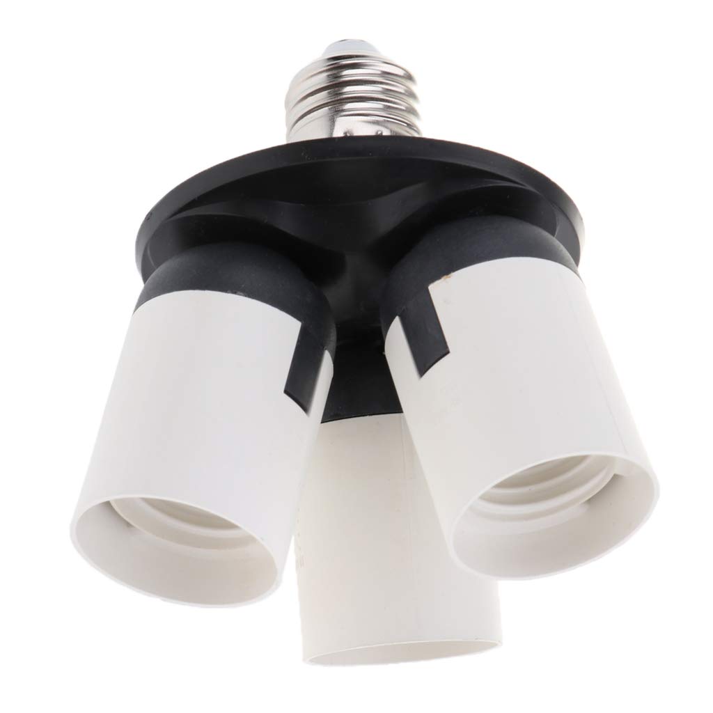Fenteer 3 in 1 Adjustable E27 to E27 Light Lamp Adapter Socket Splitter for LED
