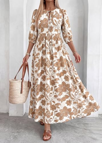 Image of KIRUNDO Maxi Dresses for Women 2026 3 /4 Sleeve Summer Dress