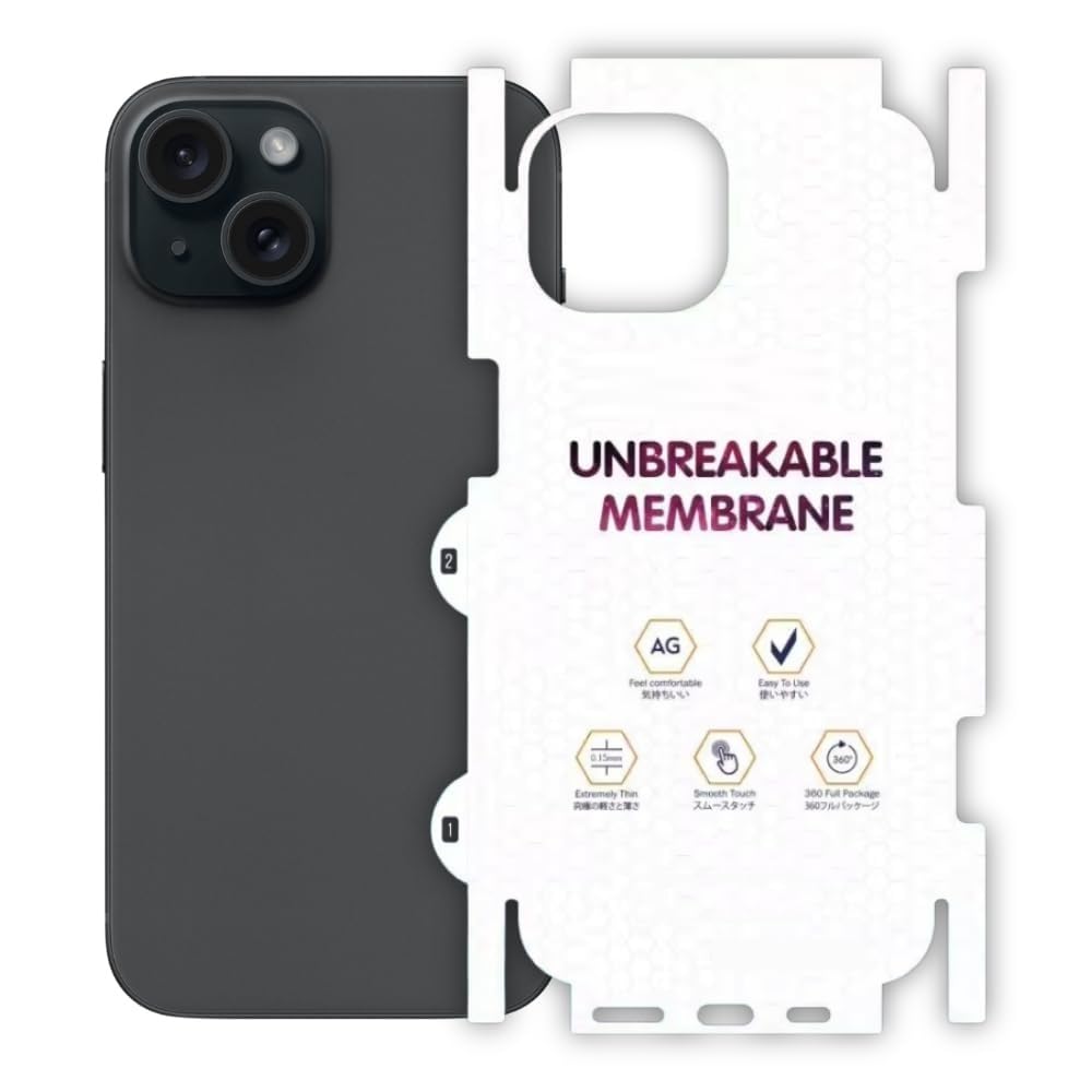 JGD PRODUCTS Matte Finish Full Body Cover Back Protector Compatible with iPhone 15 Plus | Unbreakable Membrane Scratch Guard Full Fit Protective, Case Friendly, (Back & Side) (Pack of 1)-image-49