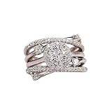 LIOYSIUT 925 Sterling Silver Moissanite or Simulated Diamond Twisted Wrapped Criss Crossover Infinity Engagement Ring for Women Simulated Diamond CZ Cross Ring for Women Size 7