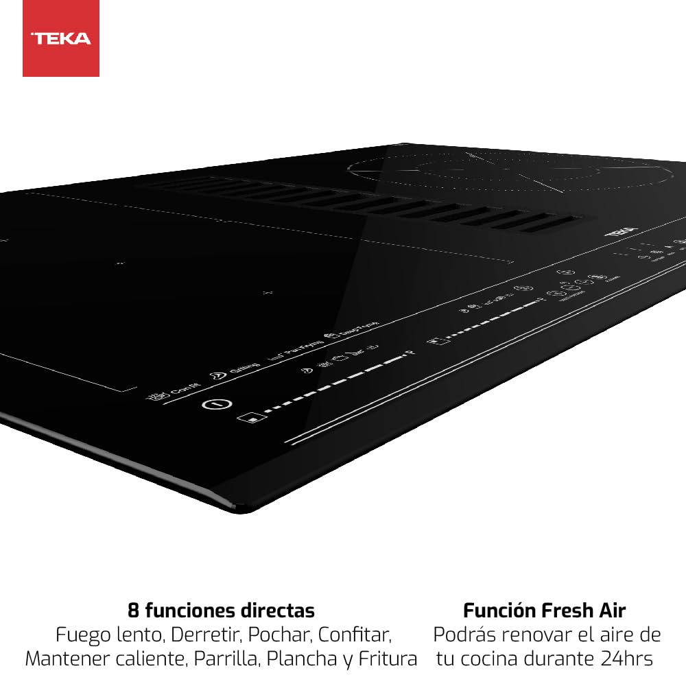 TEKA Placa de Inducción 90 cm con Extractor Integrado, 4 Zonas (3 + Flex), Touch Control Multislider, Función Flex, Zona Paellera, MasterSense Air