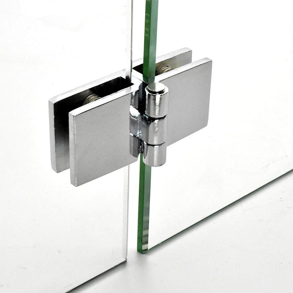 bisagras de cortina de ducha, bisagras de acero in 90 Clip Bilateral De 180 Grados Inicio Instalación Fácil Abrazadera De Vidrio Zinc Práctico Durable Gabinete Puerta Bisagra Baño Muebles Armario (Col
