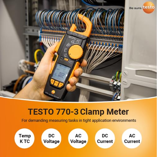 Image of testo 770-3 Clamp Meter Set - Clamp Multimeter for Electrical Testing - HVAC Multimeter TRMS Measurement - Measures AC /DC Voltage up to 1000 V - with Retractable Pincer Arm and Bluetooth
