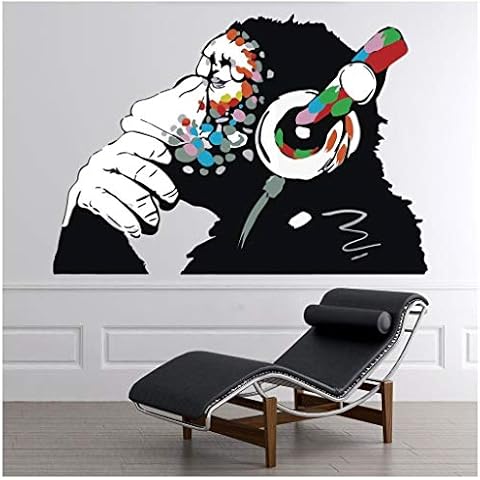 azutura Thinking Monkey Headphones Banksy Wall Sticker available in 8 Sizes Digital Cover