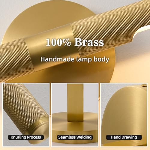 Image of Museum Gallery Bathroom Picture Light - 24 Inch Long Gold Brass Dimmable Hardwired Wall Sconces with E12 Bulb - Frame Pictures Art Deco Sconce Lights for Painting Photo Artwork Library Vanity Over