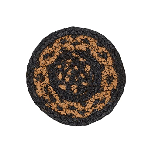 VHC-Brands-Black-Tan-Woven-Natural-Jute-Coaster-Set-of-6 VHC Brands Black Tan Woven Natural Jute Coaster Set of 6