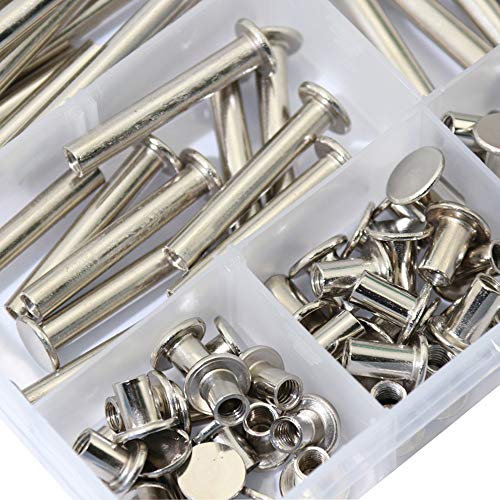 KOOTANS 240PCS 9 Sizes Chicago Binding Screws Assorted Kit Stud Screw Posts Rivet Chicago Button for DIY Leather Decoration Bookbinding - Thumbnail 6