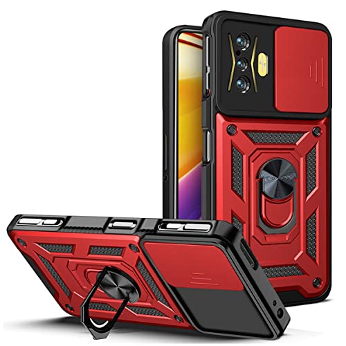 Ysnzaq Funda Compatible con Xiaomi Poco F4 GT 5G, Military Grade Hard PC + TPU Antigolpes Anticaída Carcasa iman Soporte Carcasa para Xiaomi Poco F4 GT 5G / Redmi K50 Gaming. SLJ Red