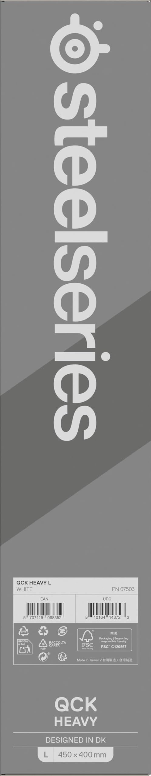 SteelSeries QcK - Tappetino per mouse da gioco pesante, base in gomma siliconica spessa e antiscivolo, tracciamento del picco, ottimizzato per FPS, MOBA, RTS, MMO di grandi dimensioni, 450 mm x 400 mm