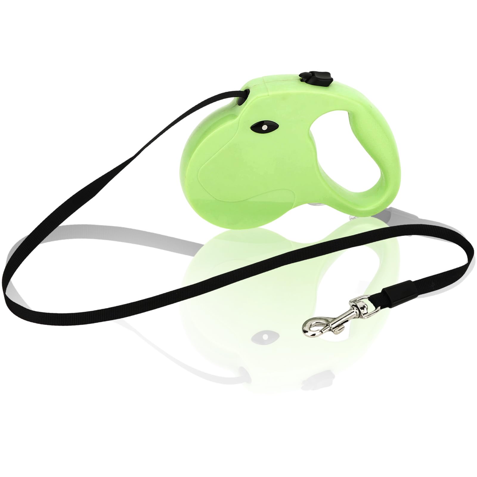 Esitrormi Retractable Dog Lead, 5M/16FT Extendable Pet Leash 360° Tangle-Free Nylon Tape, One-Handed Brake Lock with Anti-Slip Handle for Small Medium Dogs Cats (Green)