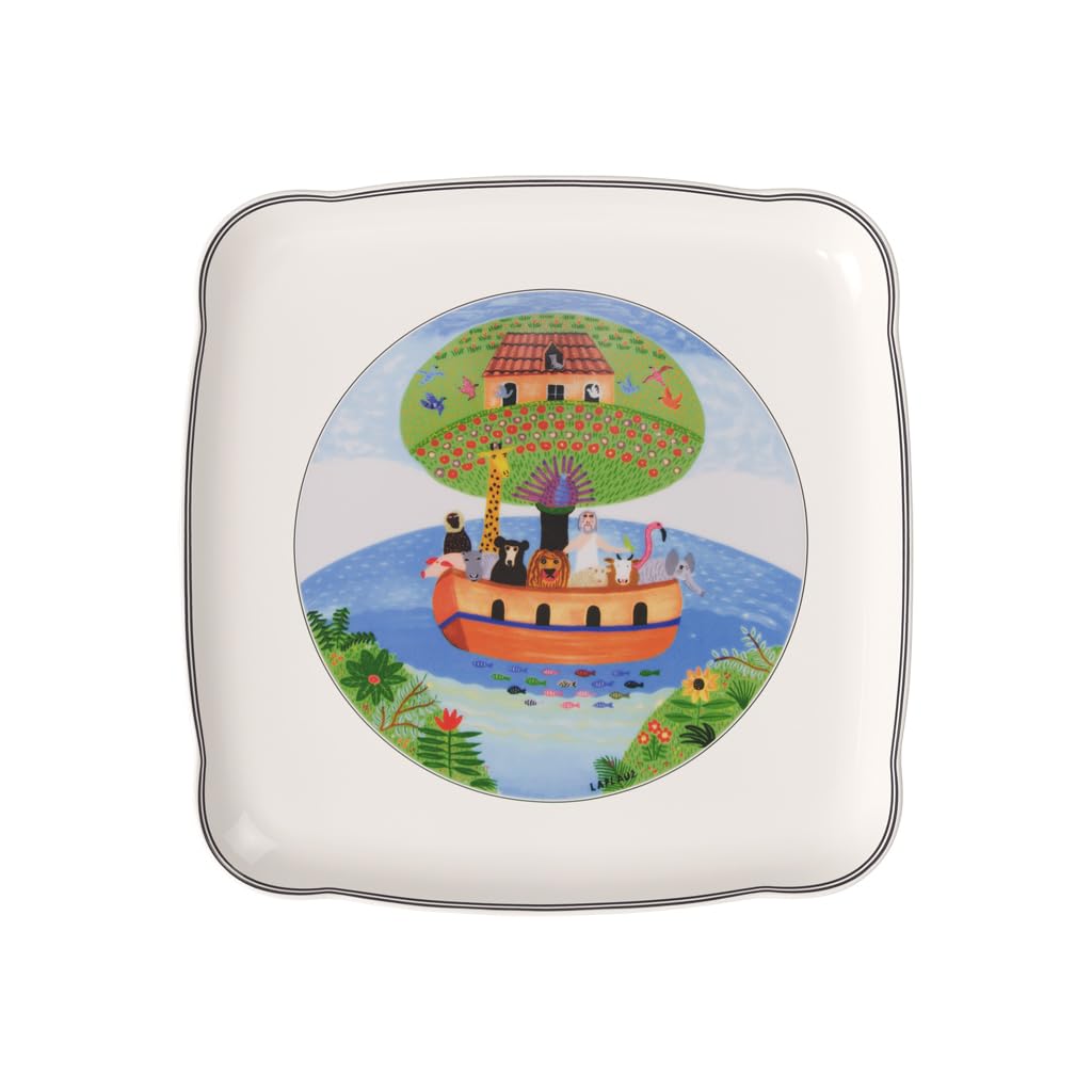 Villeroy und Boch Charm und Breakfast Design Naif Servierplatte, 30 cm, Premium Porzellan, Weiß/Bunt