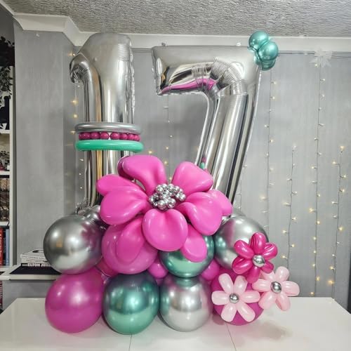 Image of Silver 12th Birthday Balloons for Boys, 40 Inch Mylar Self Inflating 12 Balloon Number, Big Foil 1 and 2 Helium Balloons for Women Girls 21st Birthday Party Decorations Anniversary Decor Supplies