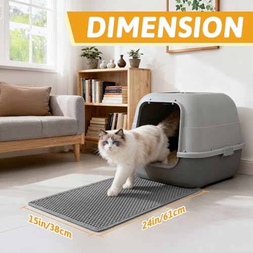 Image of Pieviev Cat Litter Mat Double Layer Waterproof Urine Proof Trapping Mat 1 Pack (Gray, 24x15 Inch (Pack of 1))