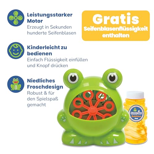 Gamez Jam Frog Seifenblasenmaschine für Kinder Kleinkinder Babys Haustiere Batterie betriebenes Bubble Gerät mit Lösung Indoor Outdoor Party Geschenk