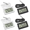 Thlevel 4PCS Mini LCD Digitale Termometro con Sonda Esterna Impermeabile per Frigorifero, Congelatore, Acquario (2X Bianca, 2X Nero)