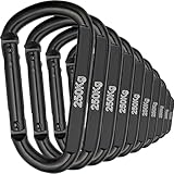 NEXAFIX Karabinerhaken schwarz Edelstahl M8 8 cm (10 Stück) – Federkarabiner 8 mm 250 kg – Karabinerhaken für Hängematte Schaukel Leine Hund Camping Wandern Schlüsselanhänger