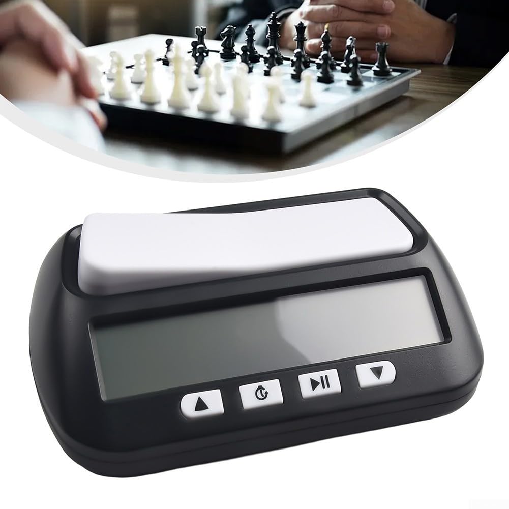 Orologio digitale compatto per conto alla rovescia da tavolo, cronometro, timer per tornei, per scacchi e giochi da tavolo per 2 giocatori (nero)