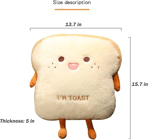 Miniatura 9 de Toast Bread - Almohada de felpa de pan, almohada de felpa de alimentos con bolsillo para las manos, gran opción de regalo para niños y adultos (15.7