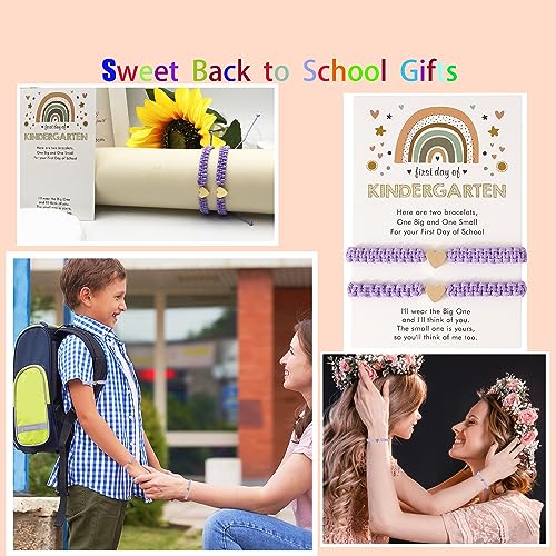 First Day of Kindergarten Bracelets,First Day of School Bracelets for Mom and Daughter,Back to School Bracelet Pre-K Matching Heart Wish Adjustable Bracelet2
